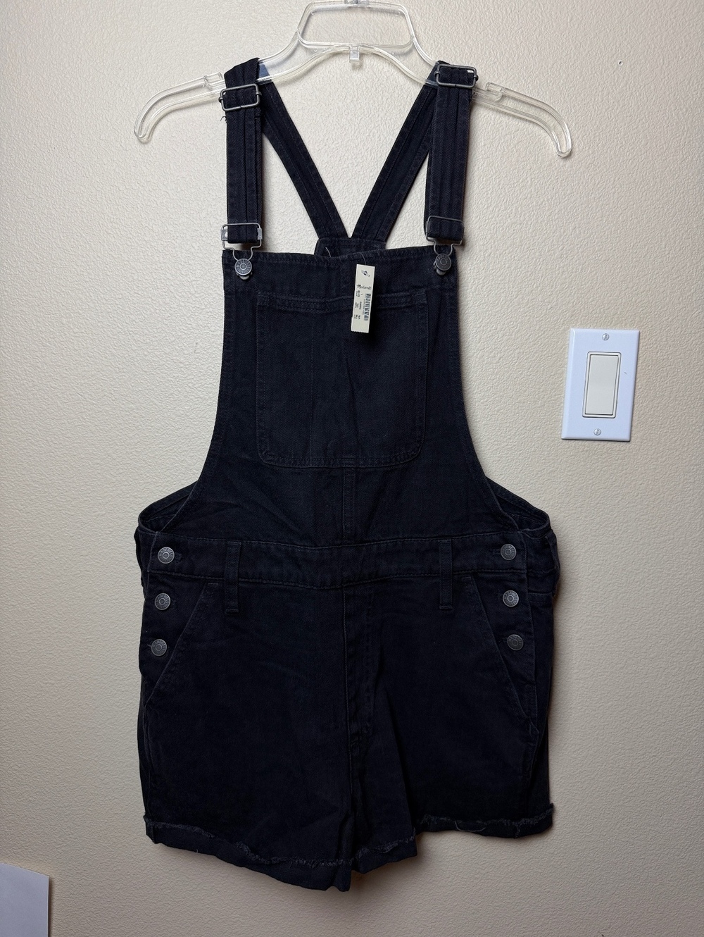 Madewell Adirondack Short Overalls in Washed Black NWT | Size L